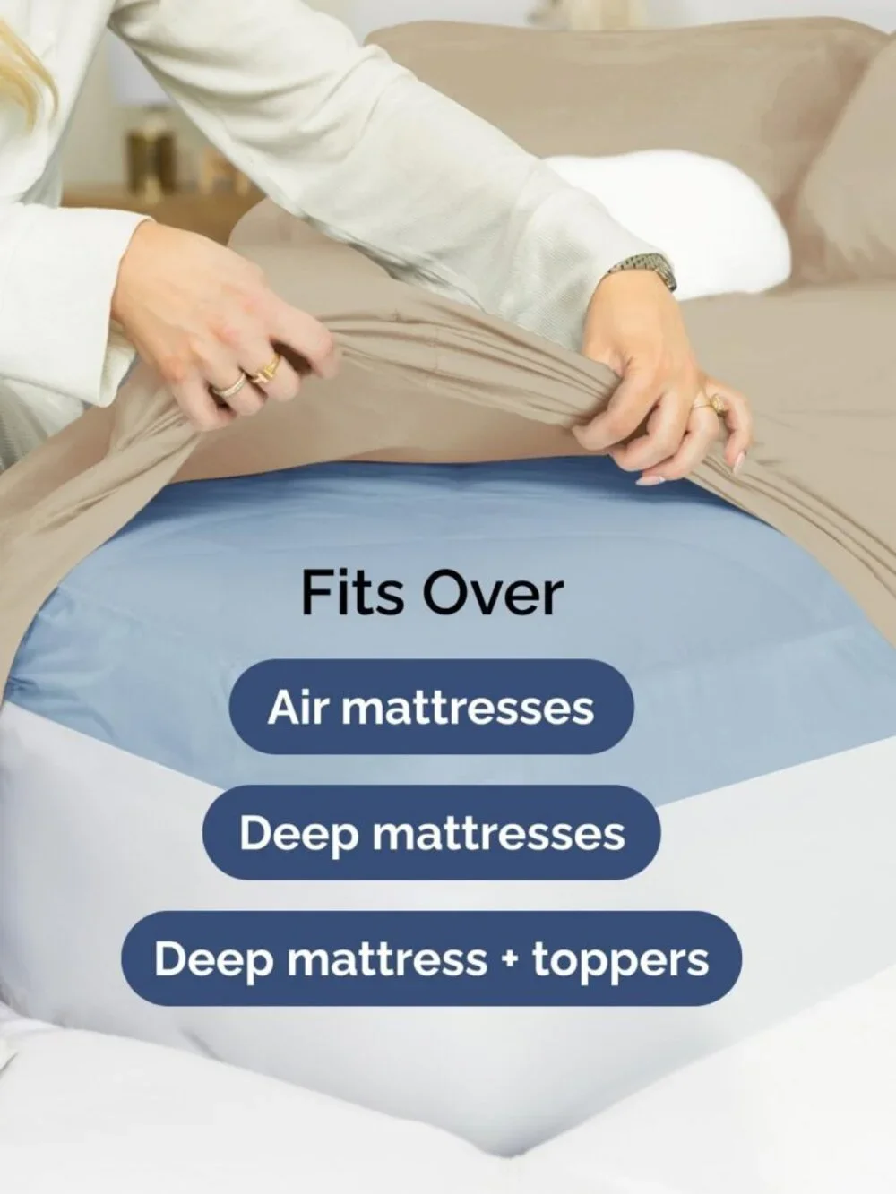Cooling Extra Deep Queen Sheet Set - 6 Piece Breathable Soft Bedding - Cream